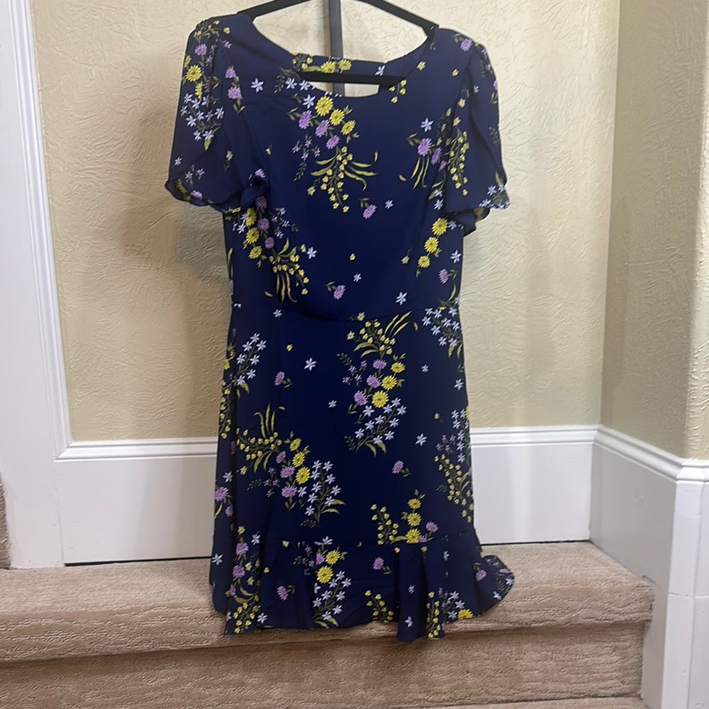 NWT SIZE 6 BB Dakota Floral Navy Dress with Ruffle Hem