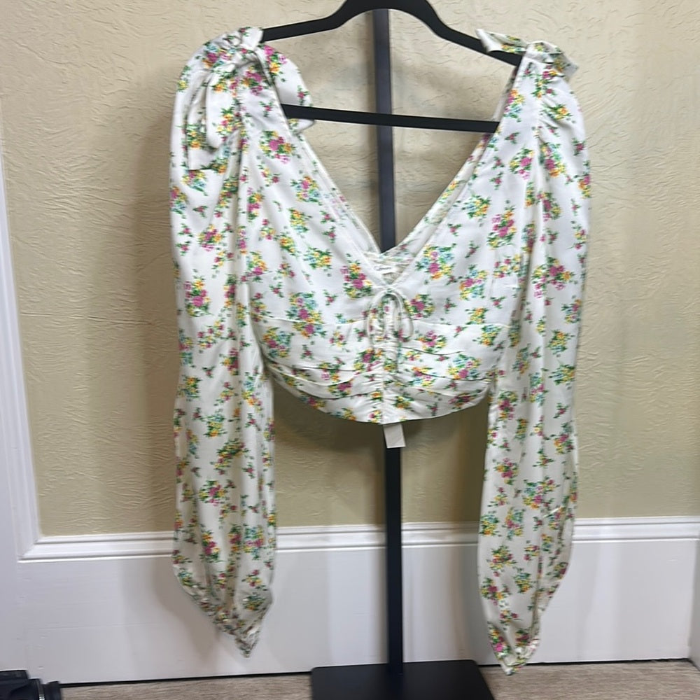 NWT size small For Love and Lemons Floral White Women's Top
