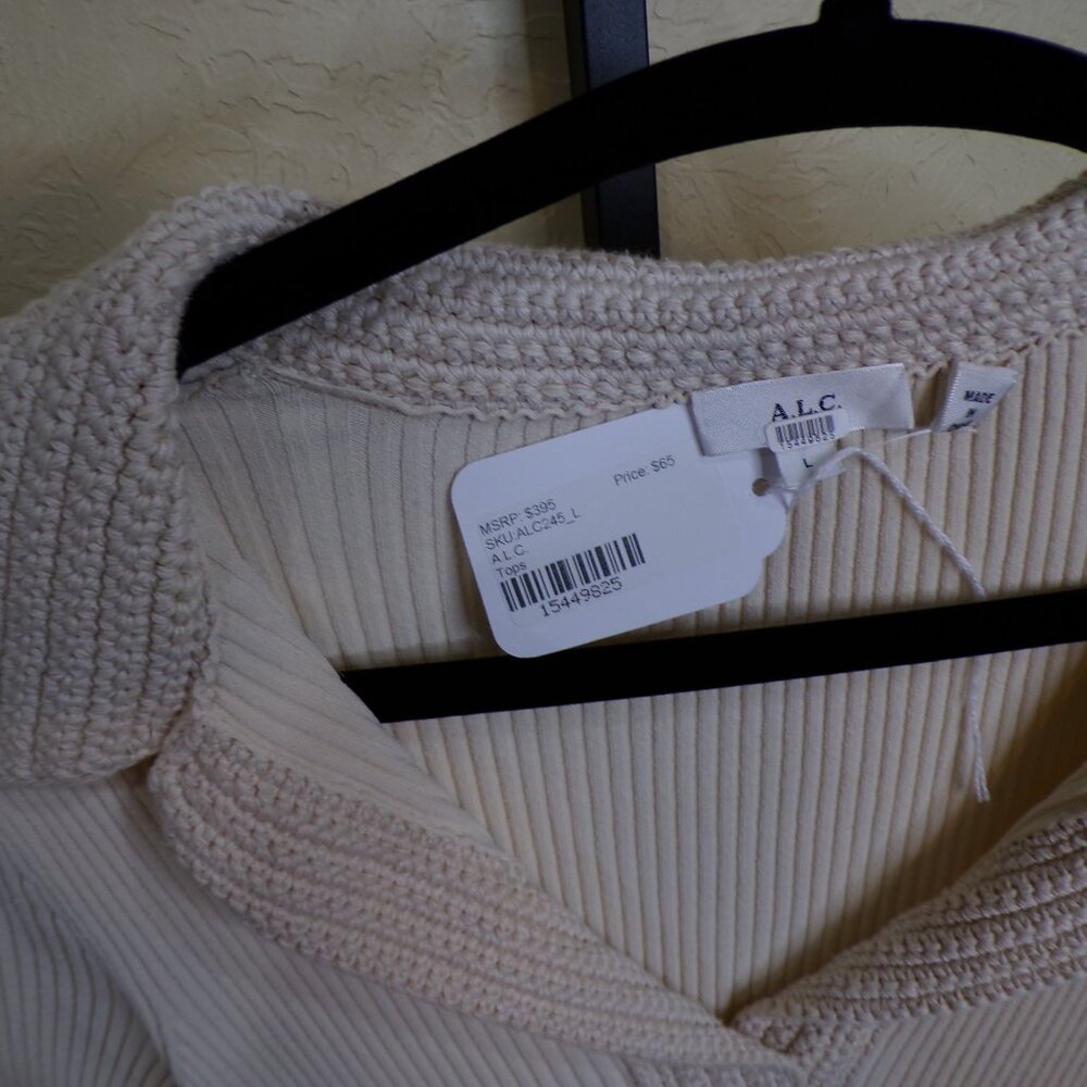 Aldo Cream Ribbed Knit Top