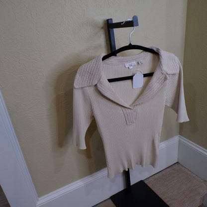 Aldo Cream Ribbed Knit Top
