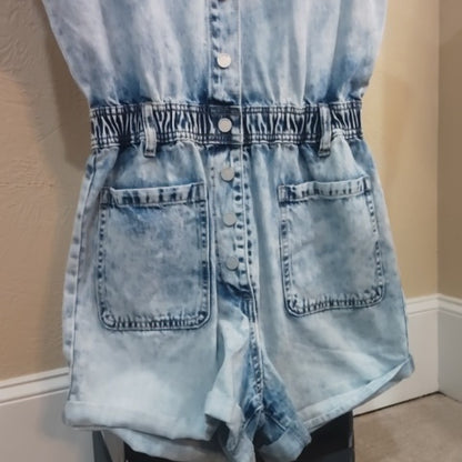 NWT size S  BlankNYC washed denim romper in blind journey