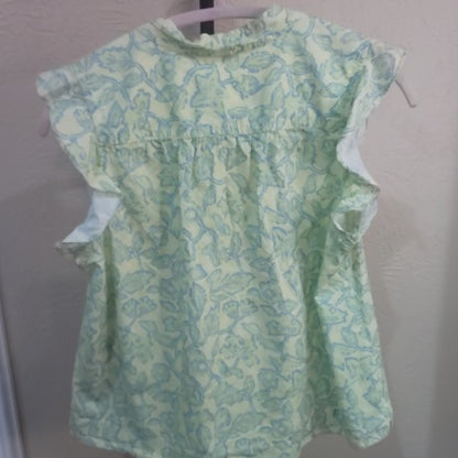 Size XL Derek Lam Green Pleated Cap Sleeve Blouse