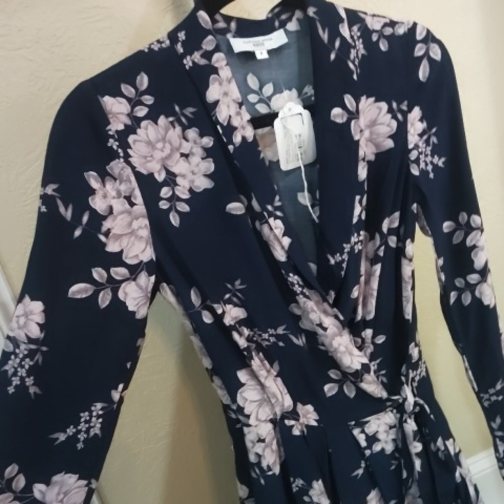 Size 2 Marissa Webb Blue and Pink Long Sleeve Dress