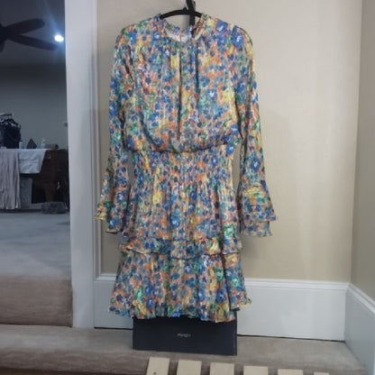 GiGi New York Blue and Yellow Long Sleeve Dress
