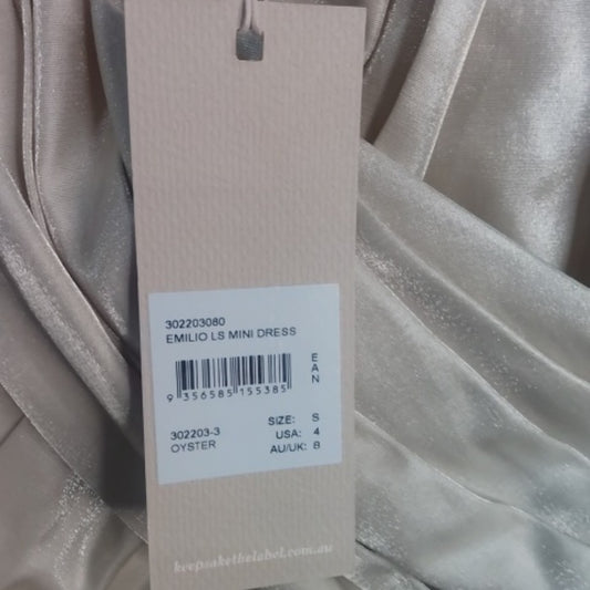 NWT SIZE SMALL Keepsake Cream Cowl Neck Ruched Sheath Dress