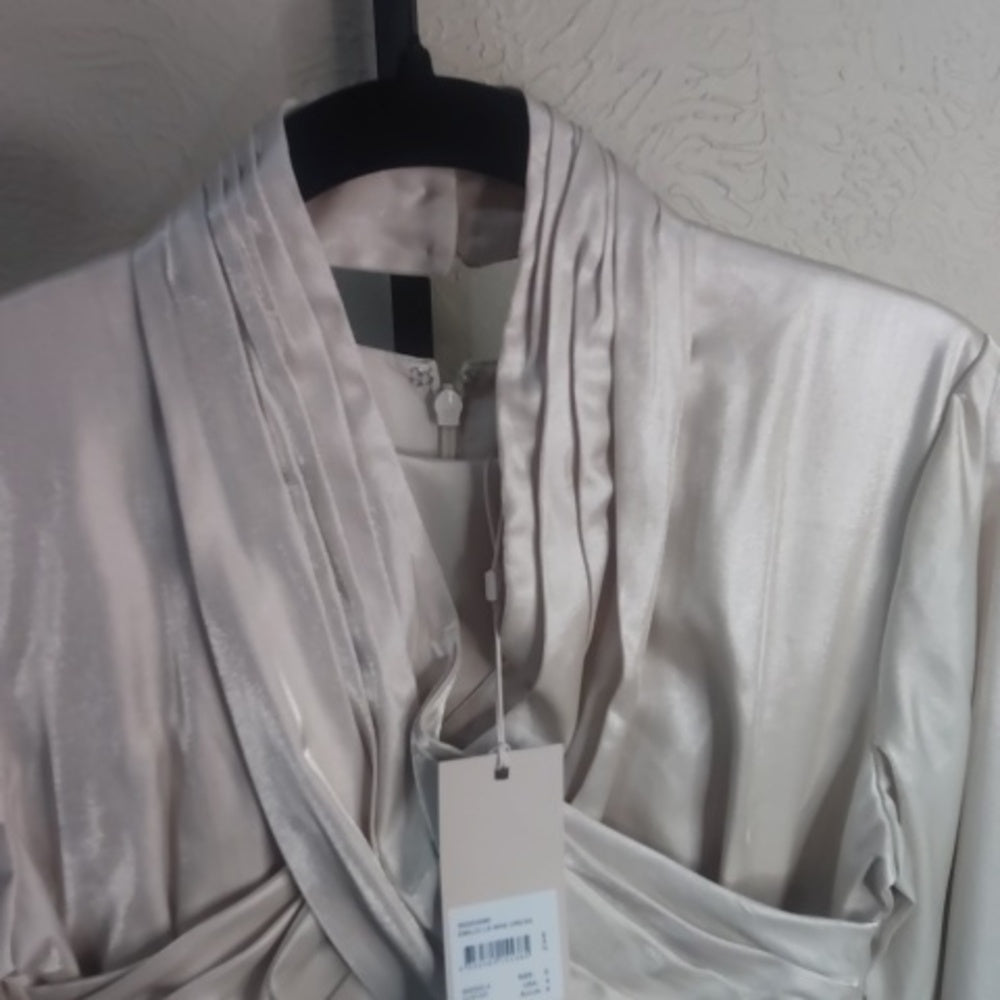 NWT SIZE SMALL Keepsake Cream Cowl Neck Ruched Sheath Dress