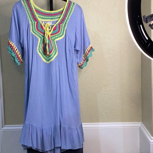 NWT SIZE M Hayden Blue Midi Dress with Multicolor Accents