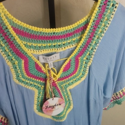 NWT SIZE M Hayden Blue Midi Dress with Multicolor Accents