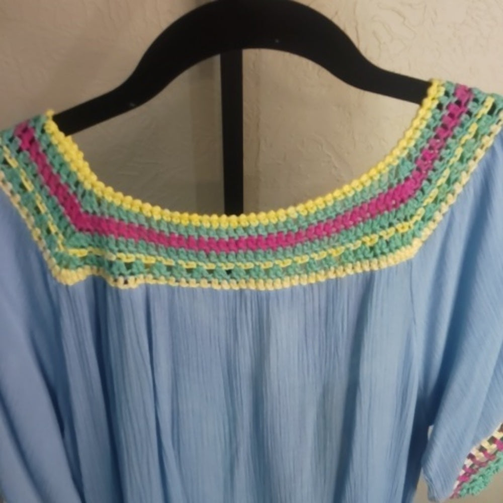 NWT SIZE M Hayden Blue Midi Dress with Multicolor Accents