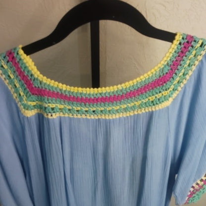 NWT SIZE M Hayden Blue Midi Dress with Multicolor Accents