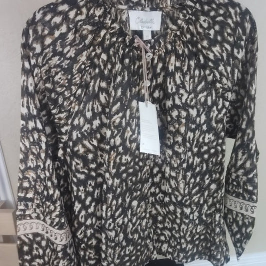 NWT SIZE XS Women's Brown Patterned Top