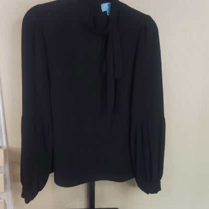 CeCe Black Tie Front Blouse