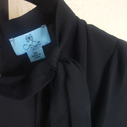 CeCe Black Tie Front Blouse