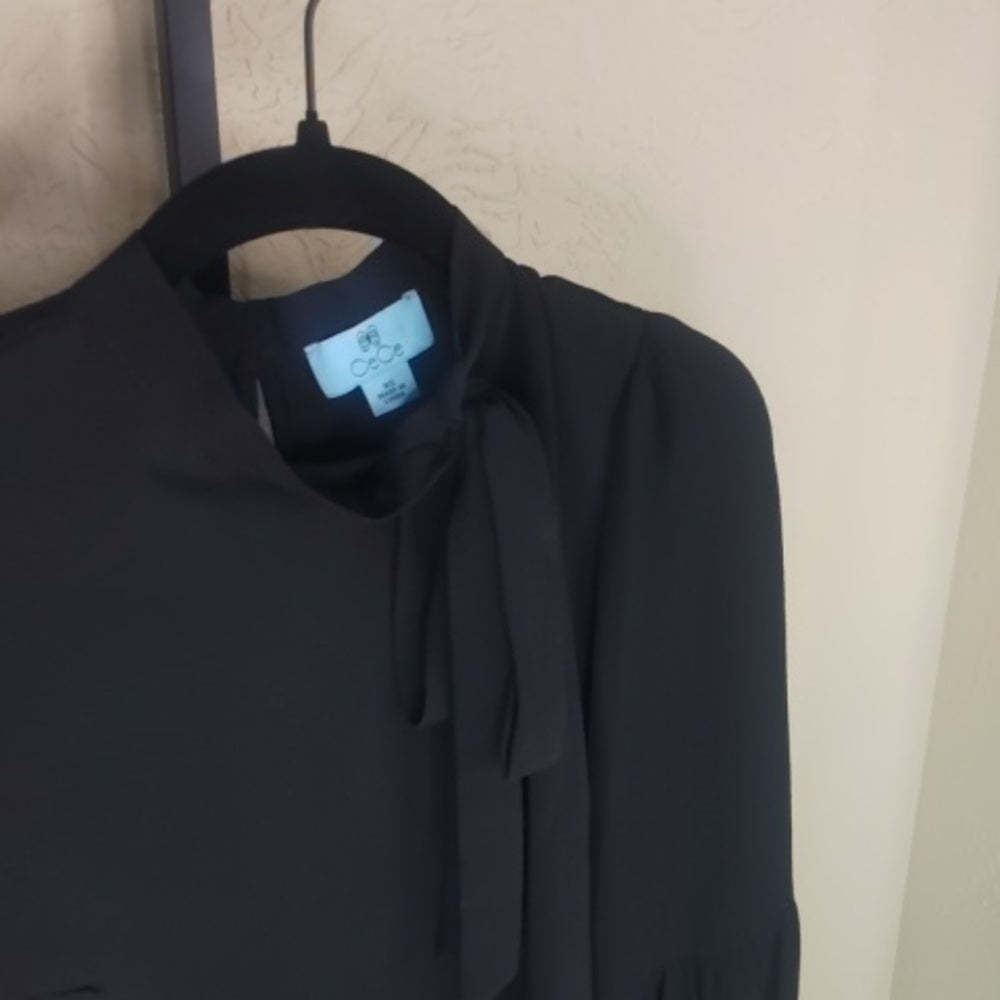CeCe Black Tie Front Blouse