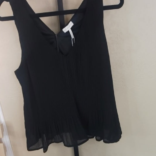 NWT SIZE XS Black Sleeveless Tie Front Blouse