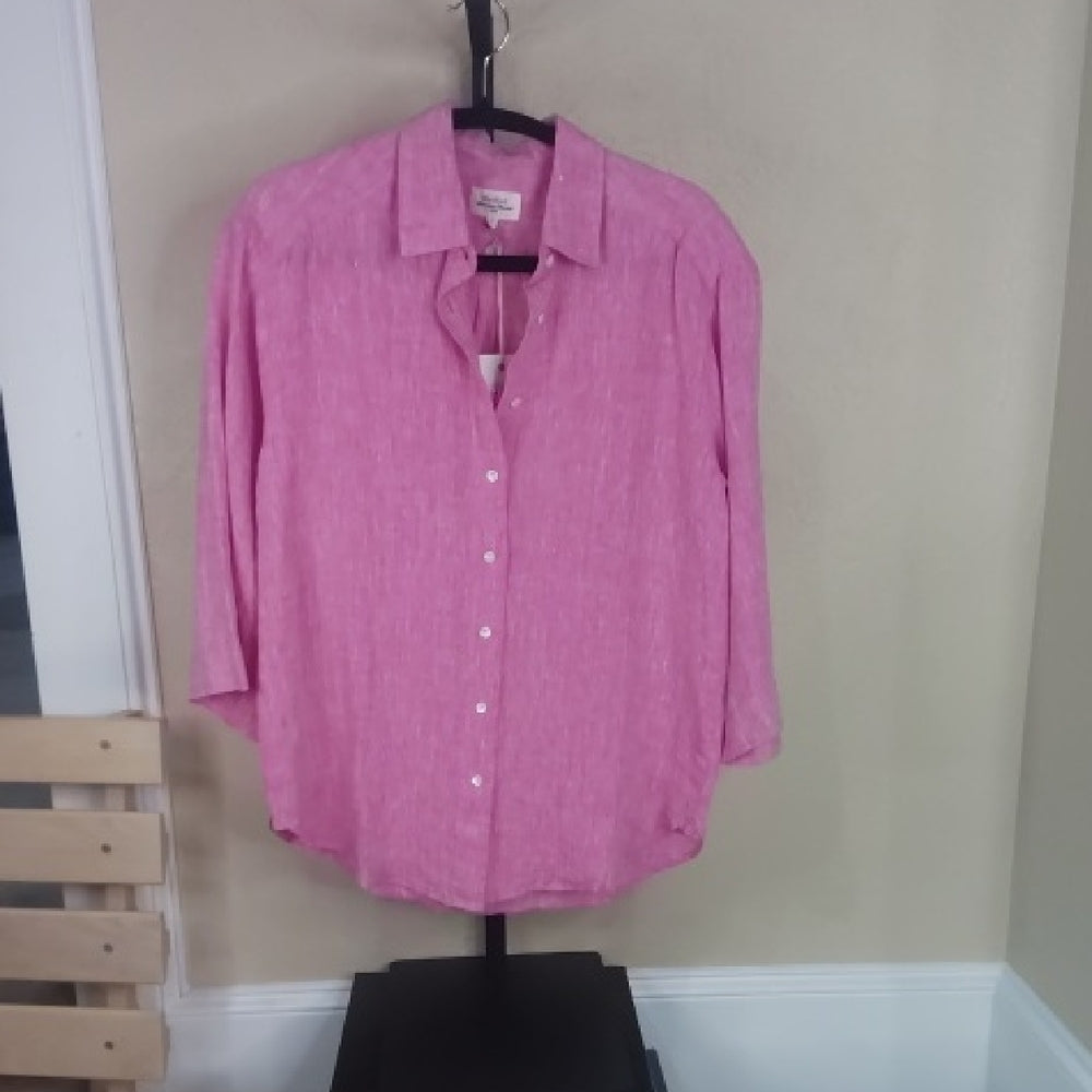 NWT SIZE 0 Hartford Pink 3/4 Sleeve Button Down Shirt