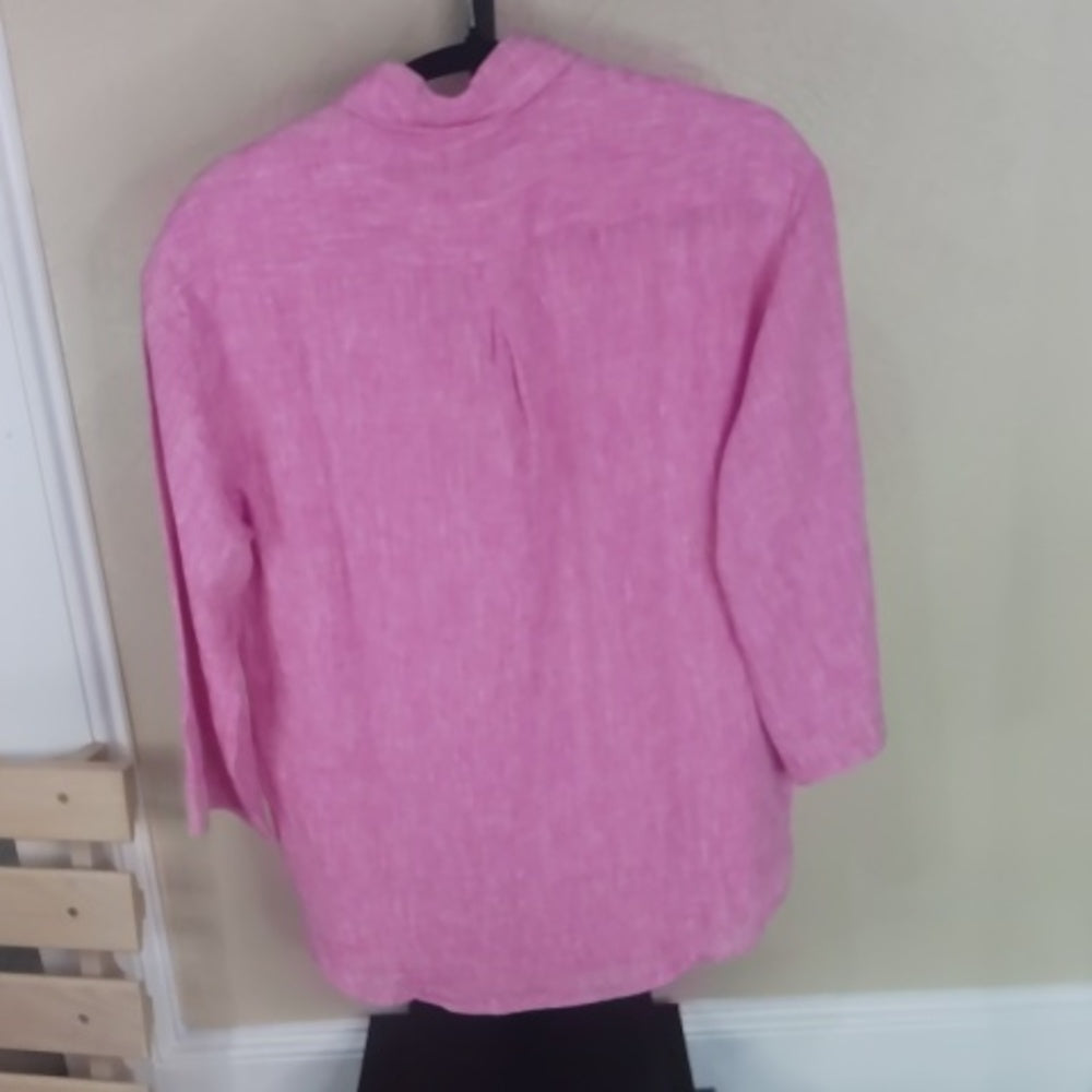 NWT SIZE 0 Hartford Pink 3/4 Sleeve Button Down Shirt