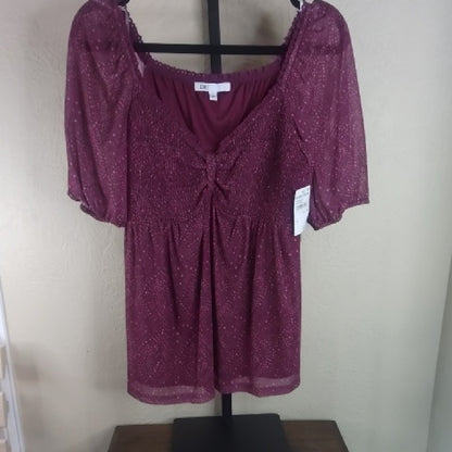 NWOT Size small  Nordstrom Purple Flutter Sleeve Blouse with Tie Front