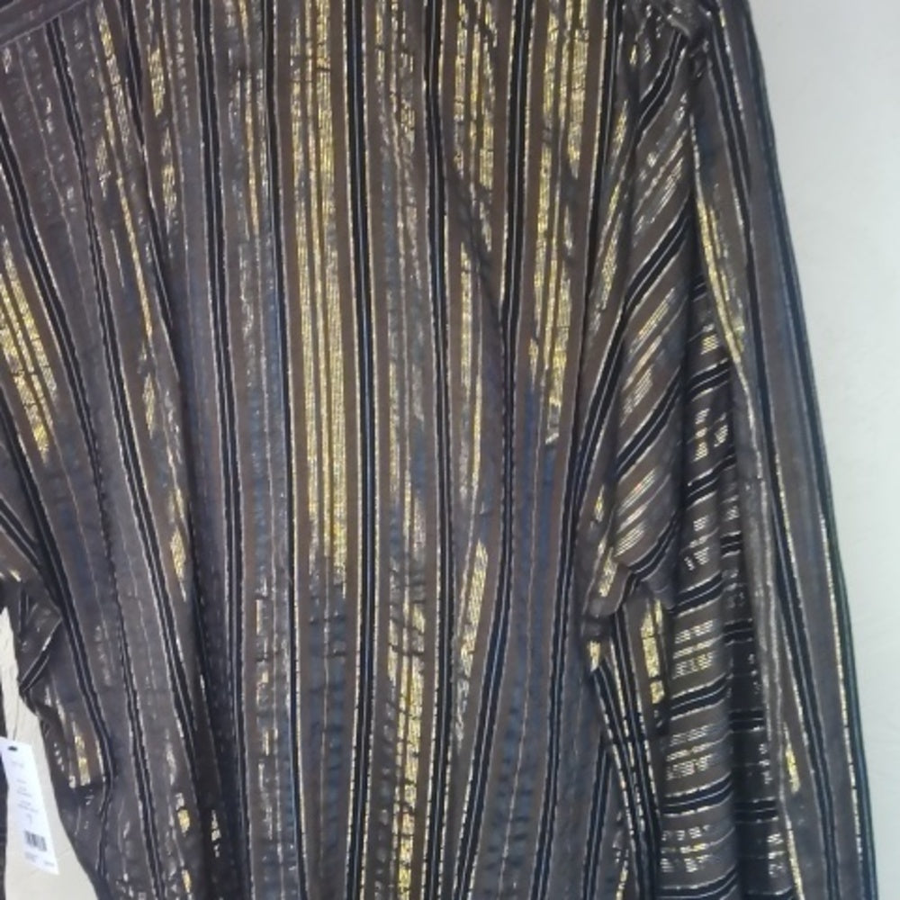 NWT SIZE S Joie Black and Gold Striped Blouse