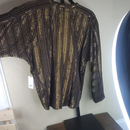 NWT SIZE S Joie Black and Gold Striped Blouse