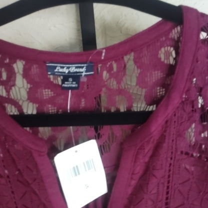 Lucky Brand Red Buttoned Embellished Blouse