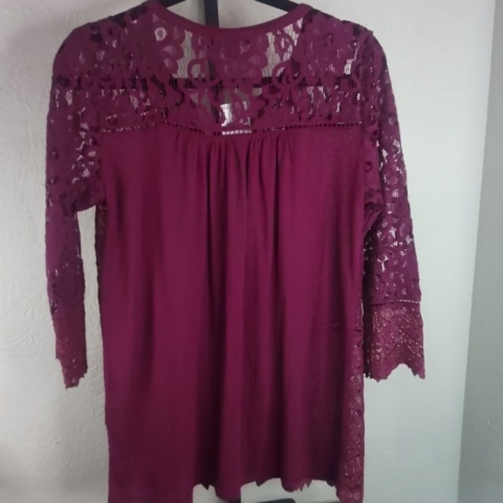 Lucky Brand Red Buttoned Embellished Blouse