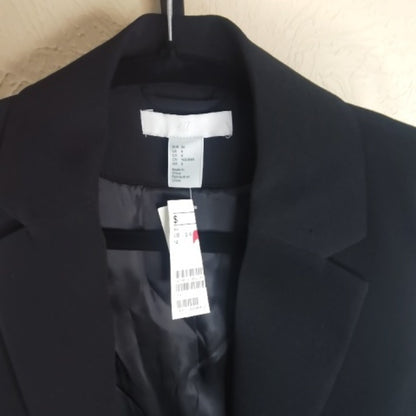 H&M Black Textured Vest with Shawl Collar