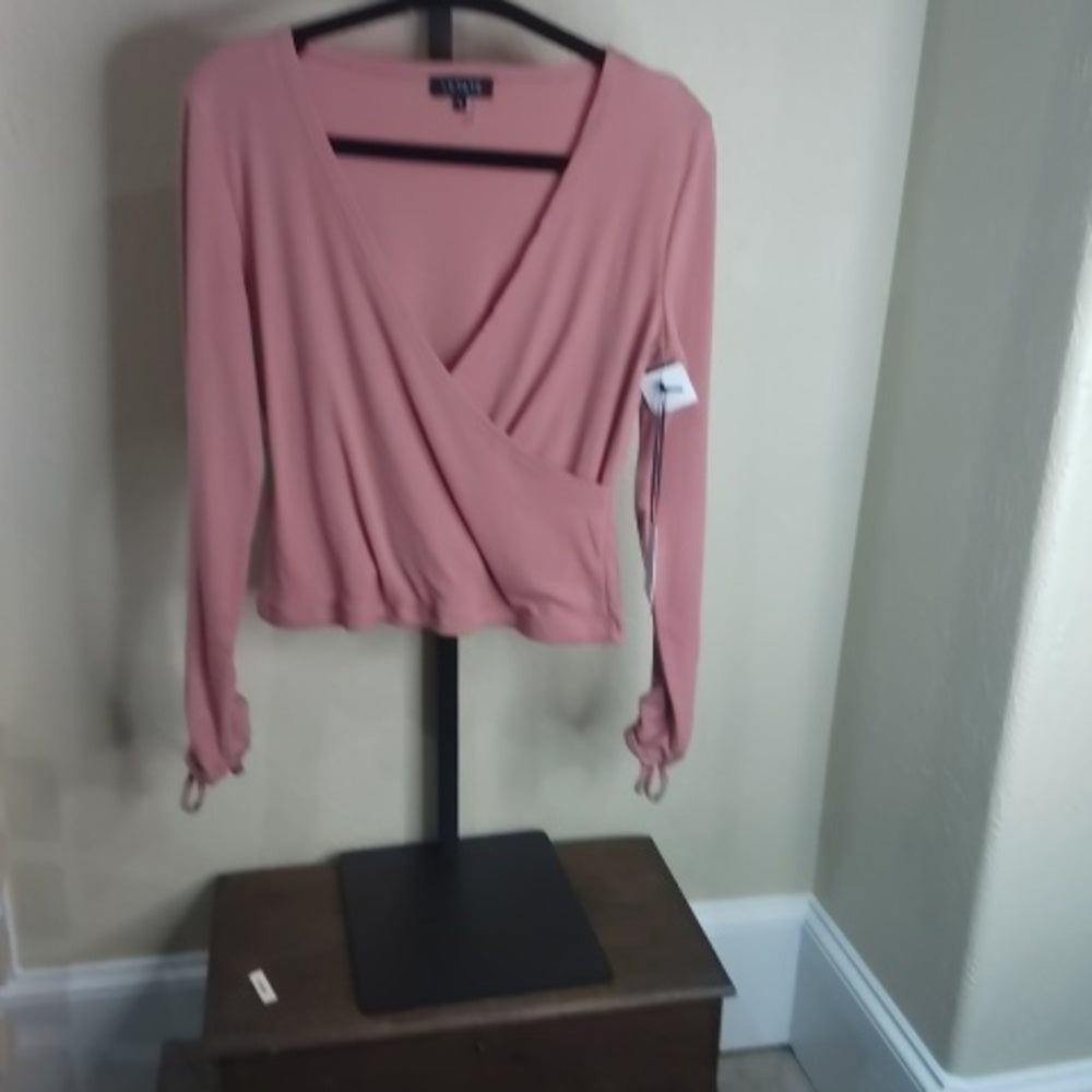 1. State Pink Wrap Blouse with Long Sleeves