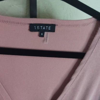 1. State Pink Wrap Blouse with Long Sleeves