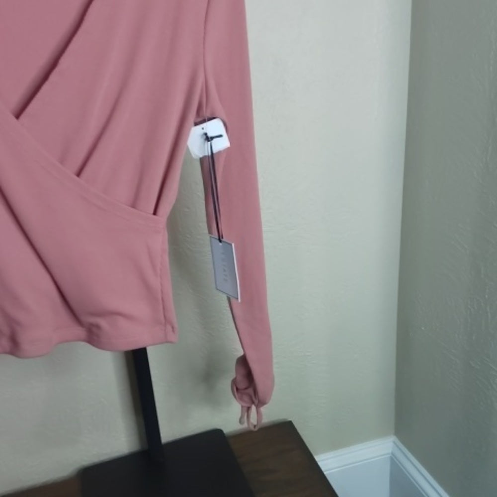 1. State Pink Wrap Blouse with Long Sleeves
