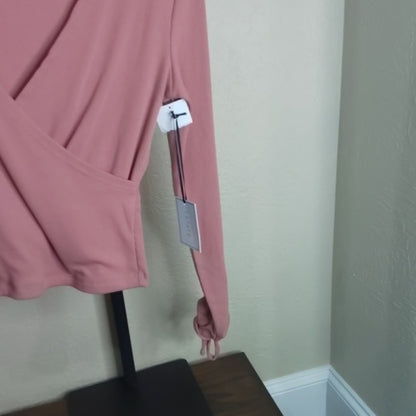 1. State Pink Wrap Blouse with Long Sleeves