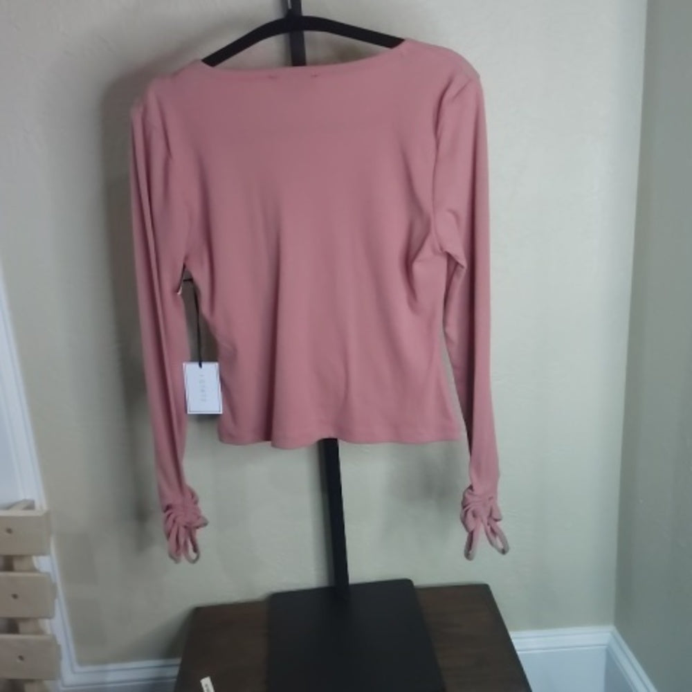 1. State Pink Wrap Blouse with Long Sleeves