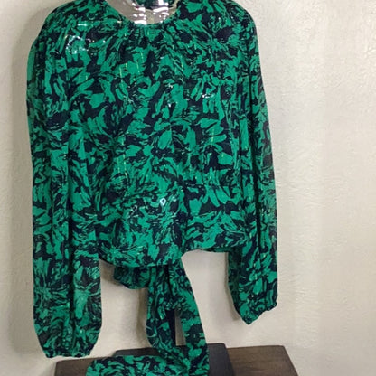 NWT Misa Green Patterned Women's Top