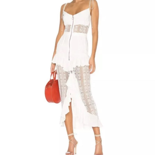 For Love And Lemons White Bustier Tiered Dress