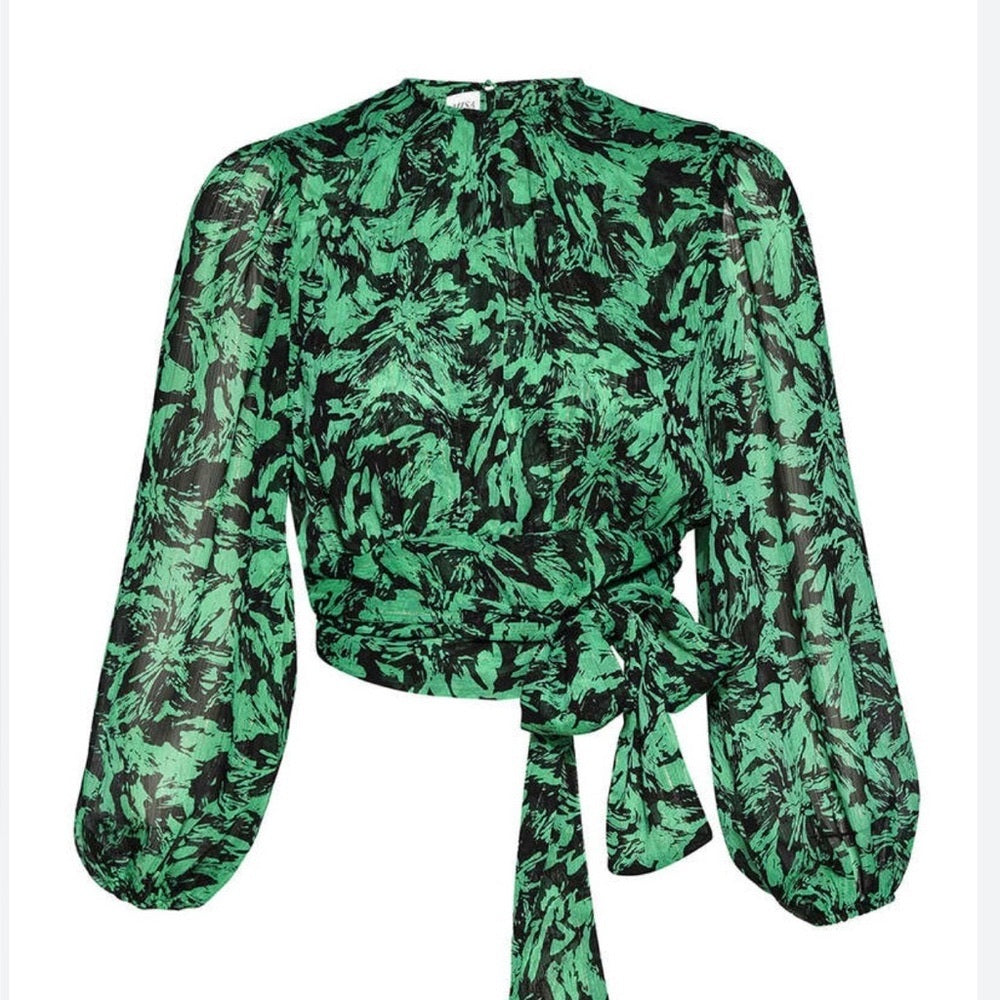 NWT Misa Green Patterned Women's Top