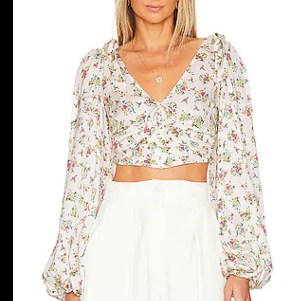 NWT size small For Love and Lemons Floral White Women's Top