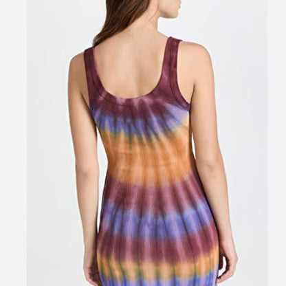 NWT SIZE XS Cotton Citizen Orange and Purple Mini Dress with Tie-Dye Pattern