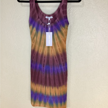 NWT SIZE XS Cotton Citizen Orange and Purple Mini Dress with Tie-Dye Pattern
