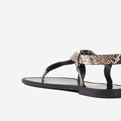 NWT SIZE 6.5 The Kooples Black and Brown Sandals with Snakeskin Straps