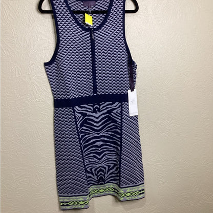 NWT SIZE LARGE Hale Bob Navy and White Patterned Dress