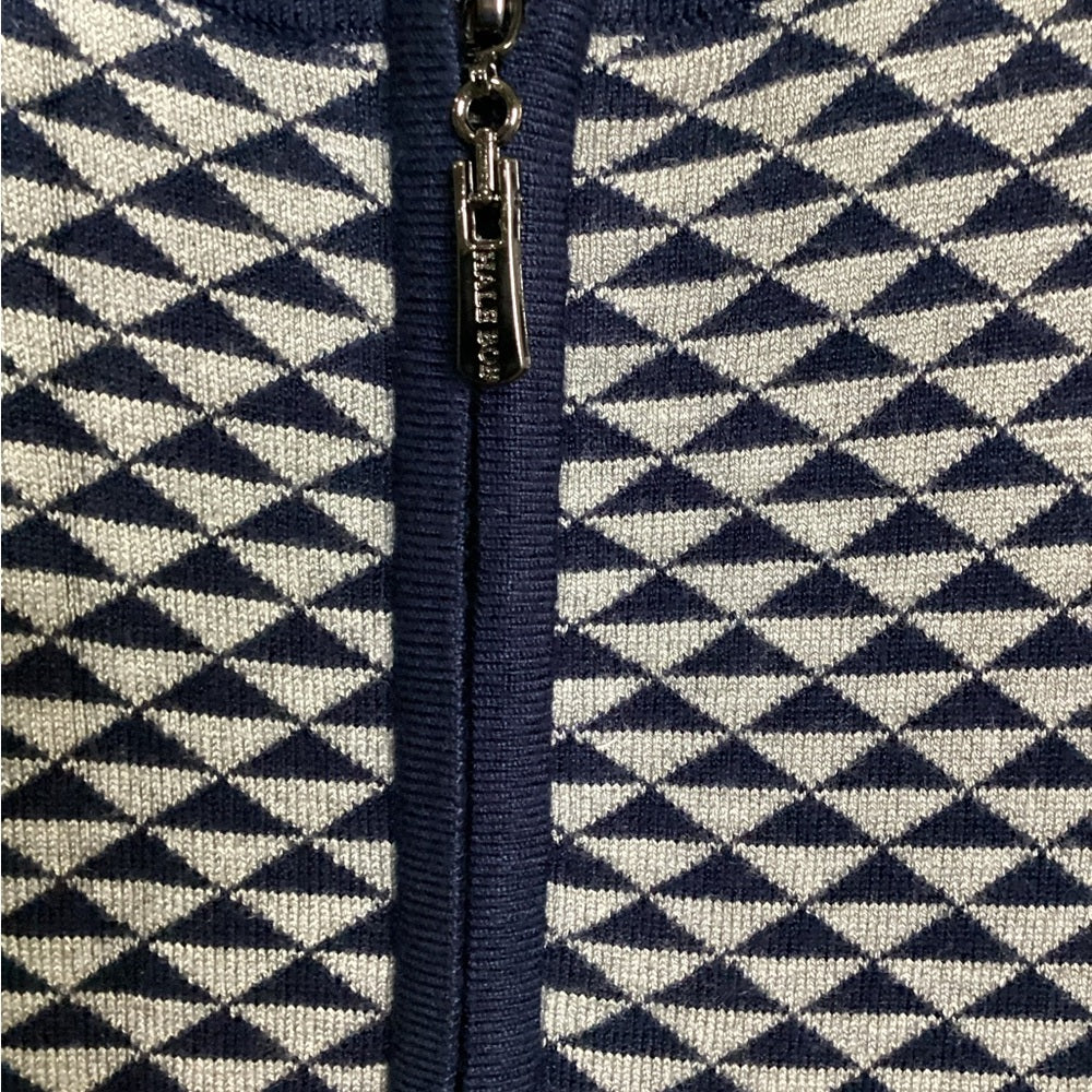 NWT SIZE LARGE Hale Bob Navy and White Patterned Dress