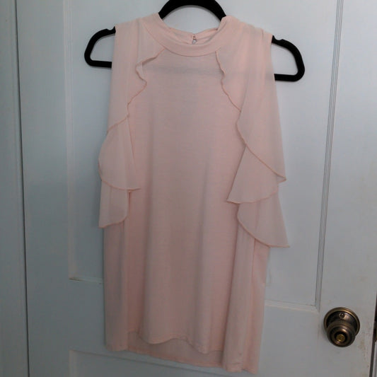 SIZE XL Cable & Gauge Light Pink Top with Ruffle on the Sides and a Keyhole Back