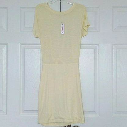 NWT SIZE LARGE Sundry Light Yellow Lightweight Tie Front Dress