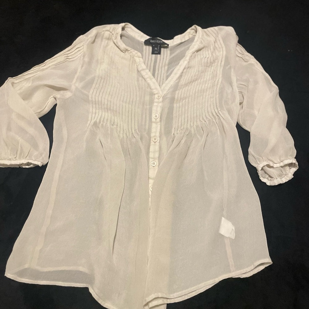 Women’s Size XLarge Tan See-through Blouse