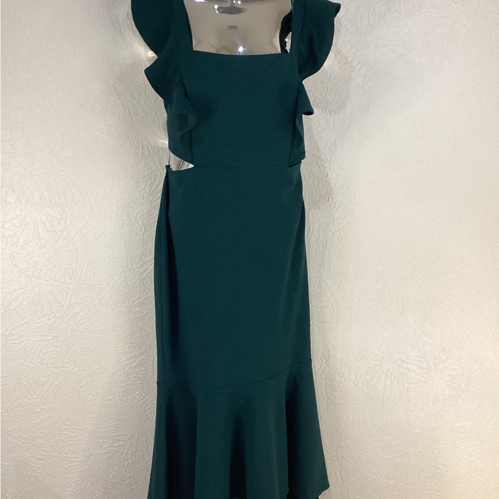 SIZE LARGE Petal & Pup Green Ruched High-Low Cocktail Dress