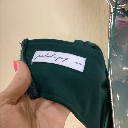 SIZE LARGE Petal & Pup Green Ruched High-Low Cocktail Dress