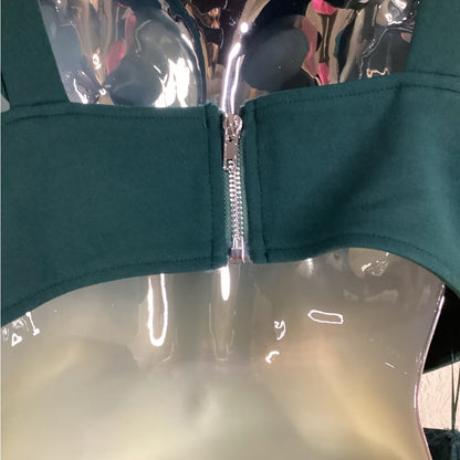 SIZE LARGE Petal & Pup Green Ruched High-Low Cocktail Dress