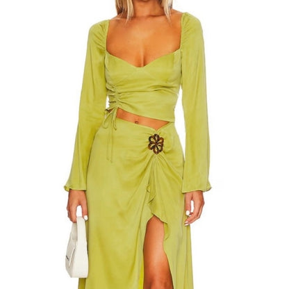 NWT SIZE SMALL For Love And Lemons Green Bell Sleeve Backless Dress