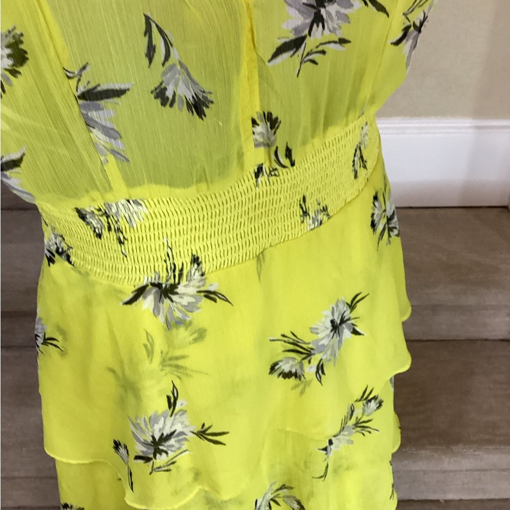 Size 14 Yellow Tiered Ruffled Maxi Sundress