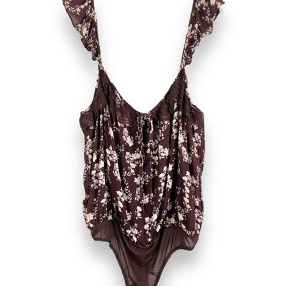 NWOT SIZE MEDIUM Free People Purple Ruffled Tie Front Bodysuit